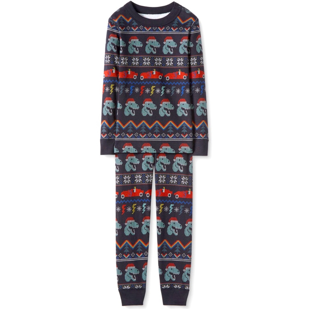 Hanna Andersson New NWT Organic Pajama Set T-Rex Fair Isle 85 110 120 2T 5 6 7